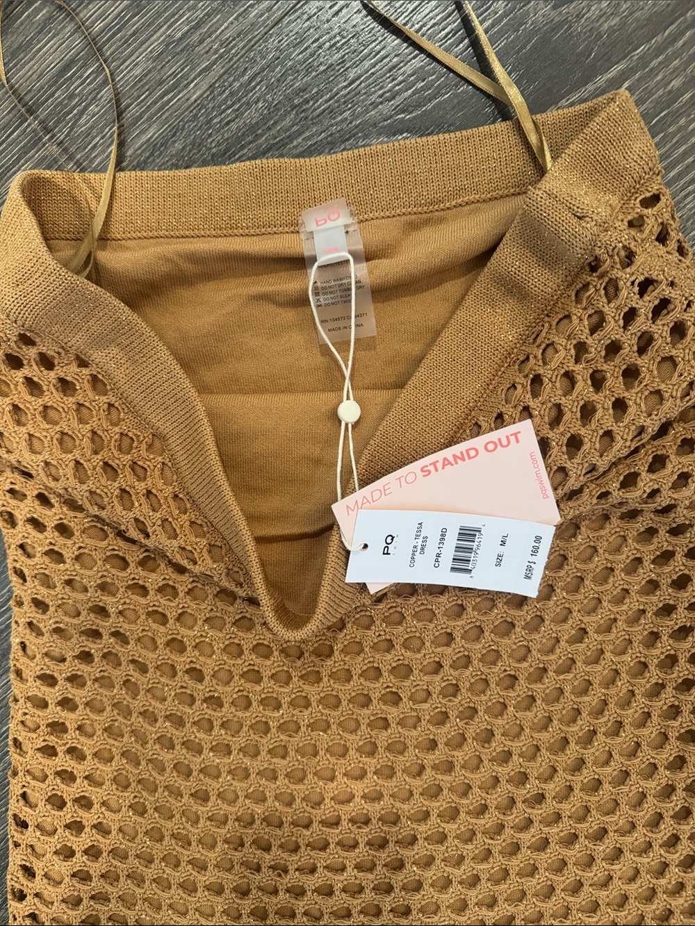 PQ Swim Mustard Strapless Crochet Beach Dress - Picture 5 of 6